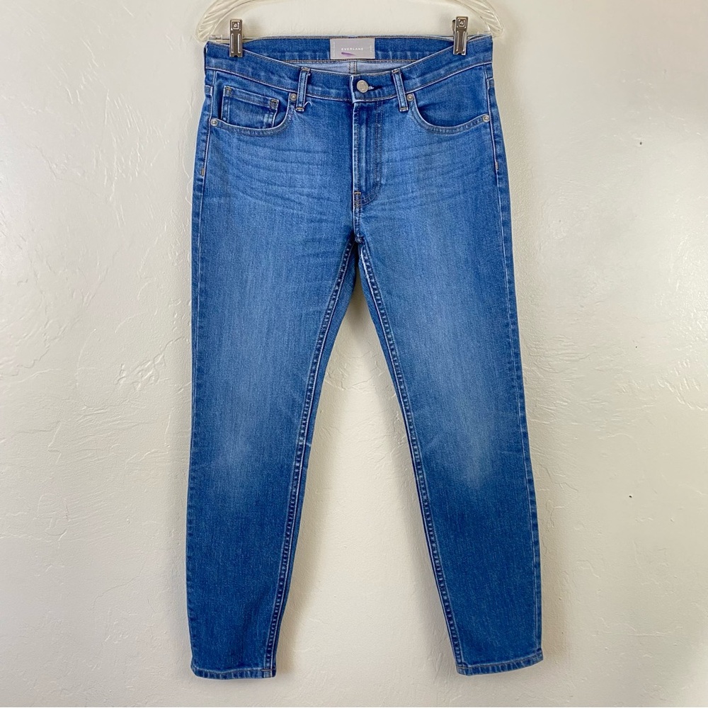 Everlane Size 27 Mid Blue Wash Mid Rise Full Leg Skinny Ankle Strechy Denim Jean